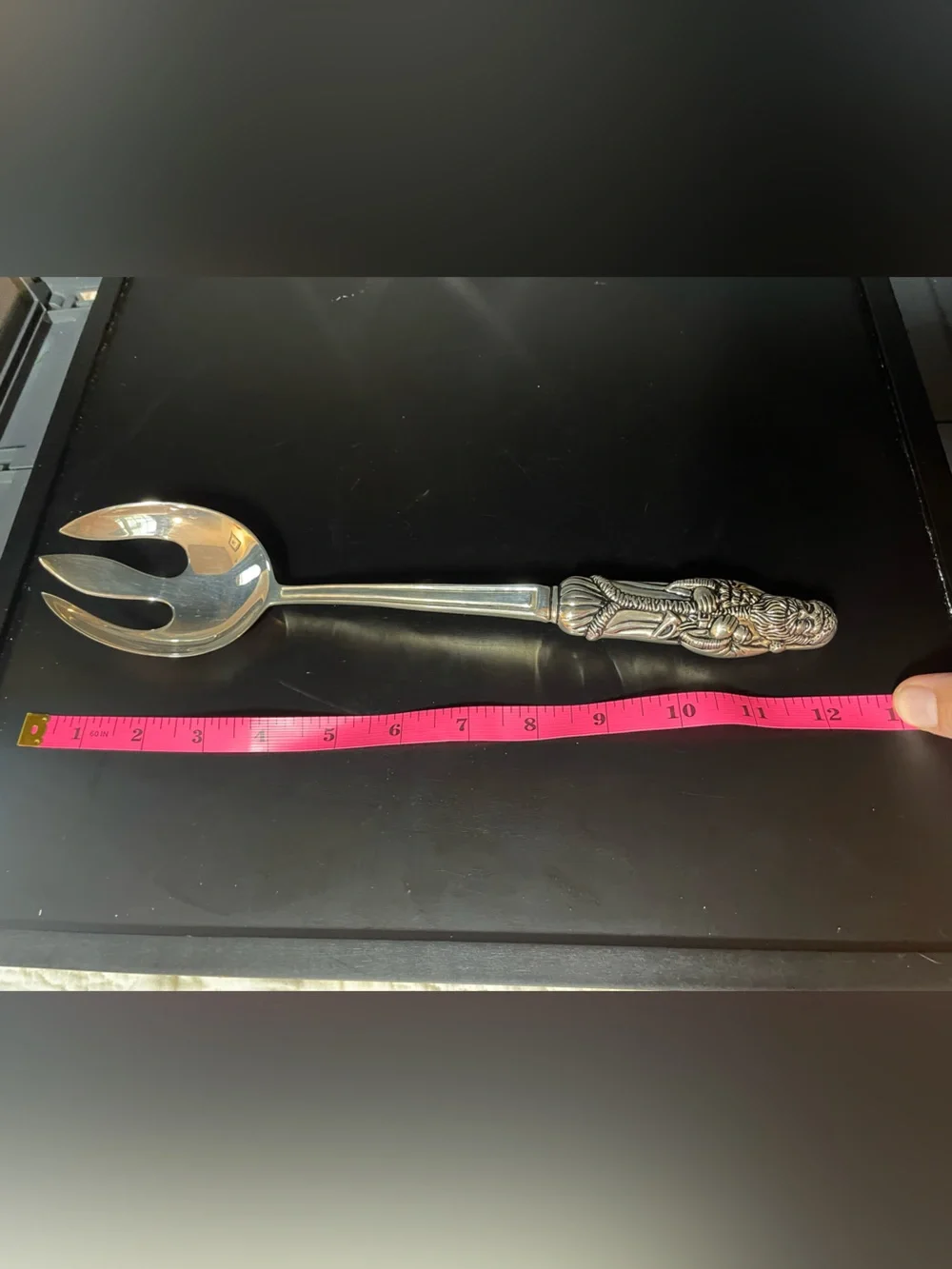Silver-Plated Holiday Serving Fork with Ornate Handle